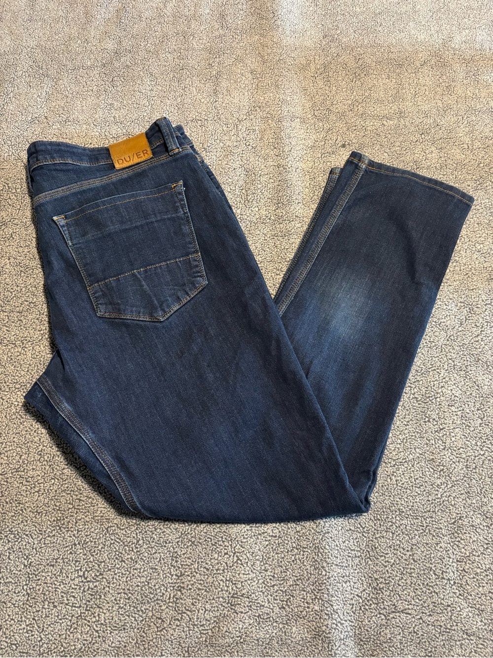 DU/UR Men's Dark Blue 36x32  L2X Relaxed Taper Straight Jeans